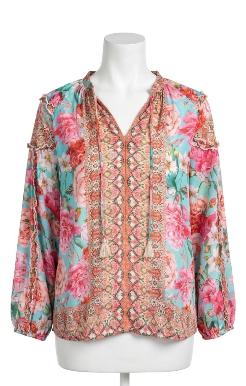 NEW JOHNNY WAS rose narcisa blouse in multi